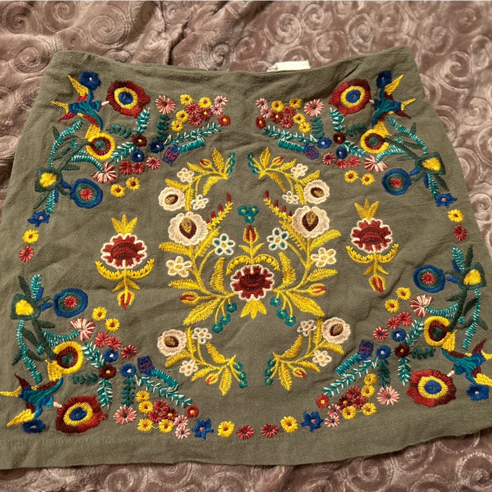 Alter’d State military green embroidered skirt